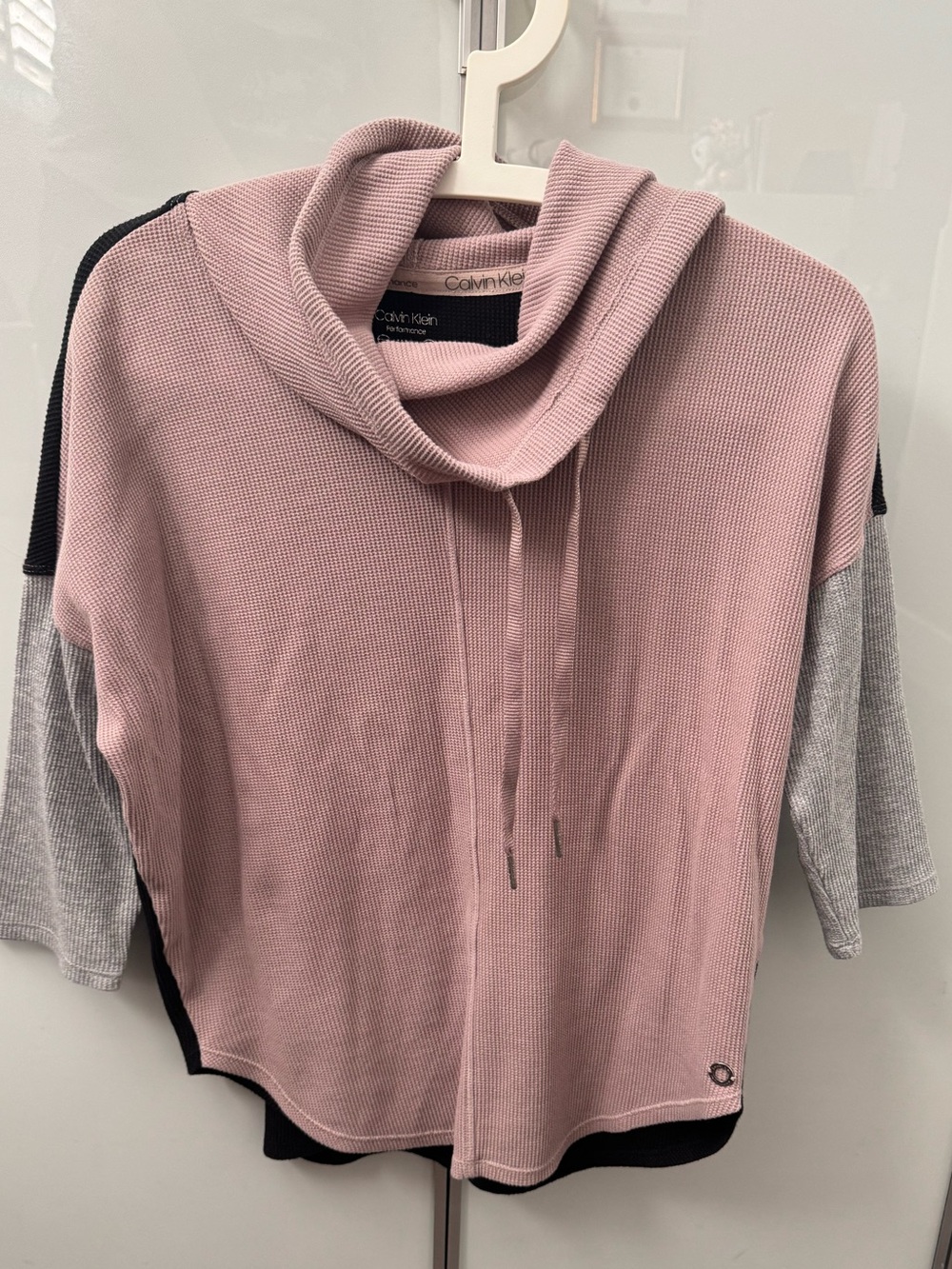 Calvin Klein Performance Pink & Gray Colorblock Cowl Neck Sweater Size S